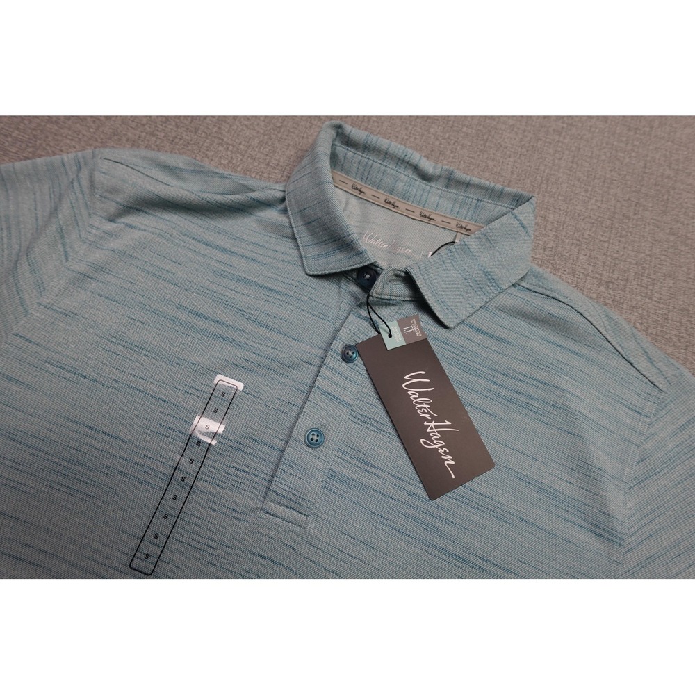 Walter Hagen P11 Polo Mens Small Green Stripe Golf Performance Stretch NWT